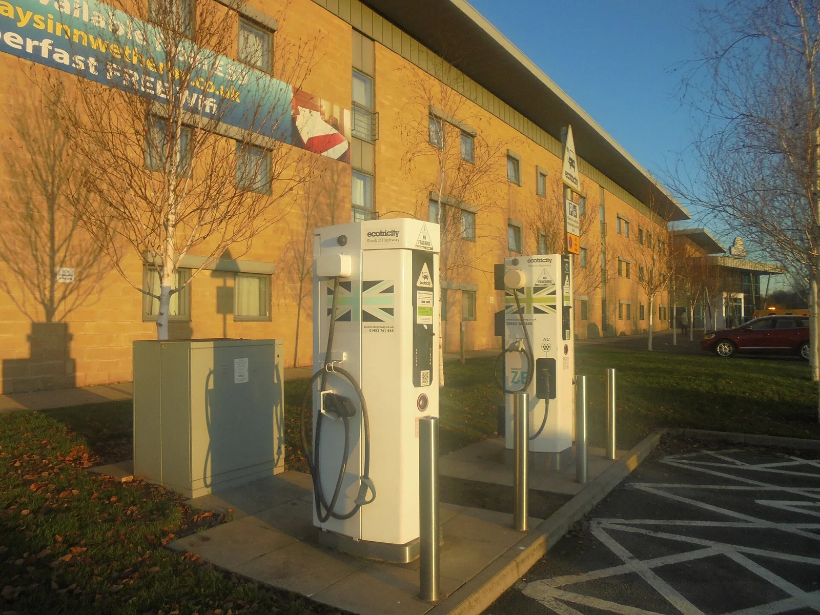 Electric car charging point, Wetherby service station (30th November 2019)